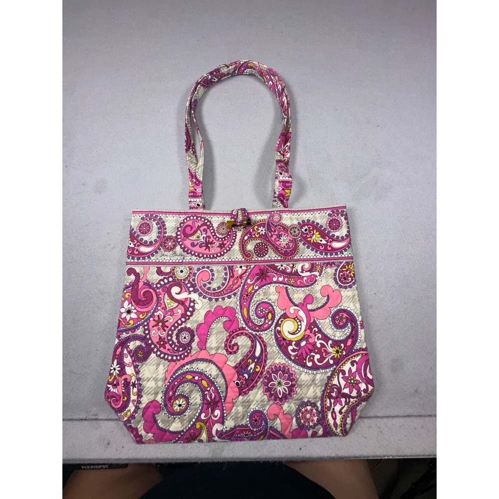 Vera Bradley Priscilla Pink Paisley Quilted Cotton Tote Bag Shoulder Purse